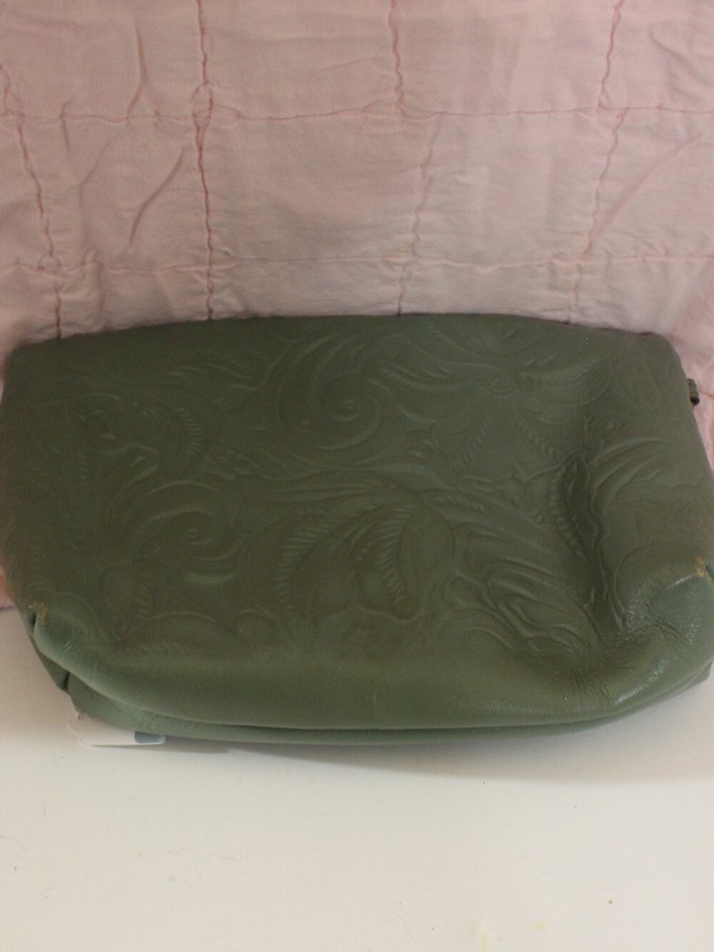 Patricia Nash Sage Green Floral Embossed Foldover Wristlet 0249